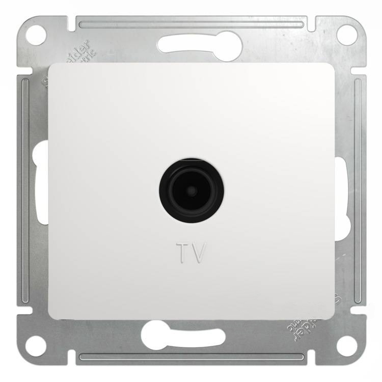 Розетка телевизионная оконечная TV 1-м СП Glossa 1дБ механизм бел. SE GSL000191
