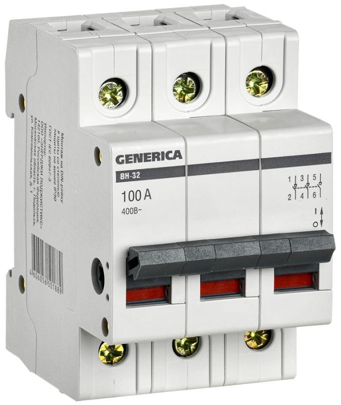 Выключатель нагрузки (мини-рубильник) 3п 100А ВН-32 GENERICA MNV15-3-100